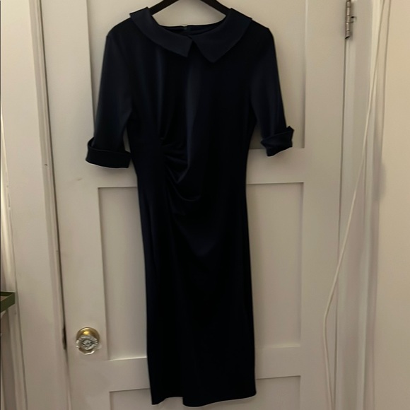 Dresses & Skirts - Blue Sheath Midi Dress with Peter Pan Collar